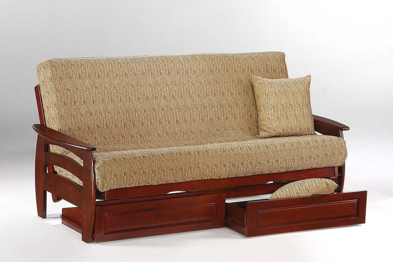 Corona Futon Frame with Canadian Made Mattress and Storage Drawers