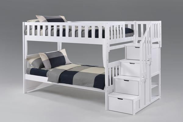 Peppermint Twin over Twin Stair Bunk Bed (5 colours)