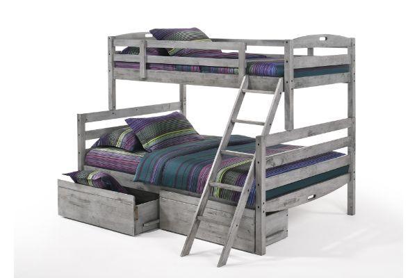 Sesame Twin over Full Bunk Bed Rustic Grey